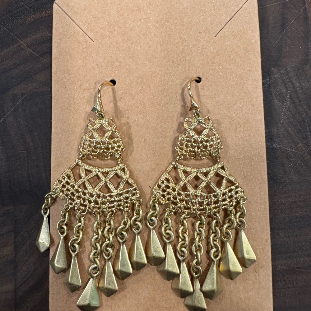 Elegant Gold Filigree Chandelier Earrings - Women Jewelry